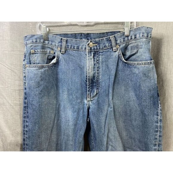 Structure Pants Mens 36 Blue Straight Pocketed Belted Zip Jeans Men 36x30. - Picture 2 of 10